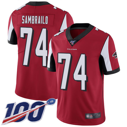 Atlanta Falcons Limited Red Men Ty Sambrailo Home Jersey NFL Football #74 100th Season Vapor Untouchable->youth nfl jersey->Youth Jersey